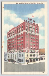 Linen~Hotel Alexander @ Hagerstown Maryland~Vintage Postcard