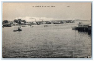 c1950's The Harbor Pier Boats Seaside Building Rockland Maine Vintage Postcard