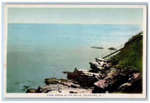 c1920's View From Cliff Walk Rocky Stairs Beach Newport Rhode Island RI Postcard