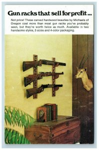 Michaels of Oregon Gun Racks Advertising Postcard Rifles Taxidermy