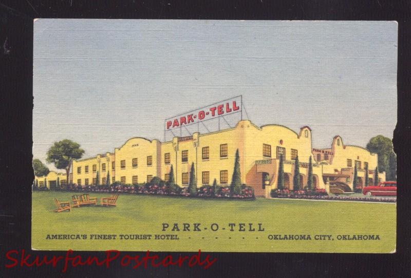 OKLAHOMA CITY OKLAHOMA ROUTE 66 PARK-O-TELL LINEN ADVERTISING POSTCARD