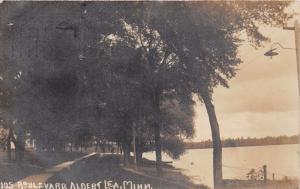 ALBERT LEA MINNESOTA BOULEVARD ALONG WATER~REAL PHOTO POSTCARD 1906