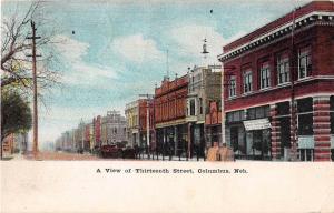 A View of Thirteenth Street, Columbus, Nebraska Antique Postcard (T1912)