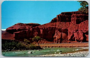 Vtg Dubois Wyoming WY Red Rocks Wind River Highway 287 1950s View Old Postcard