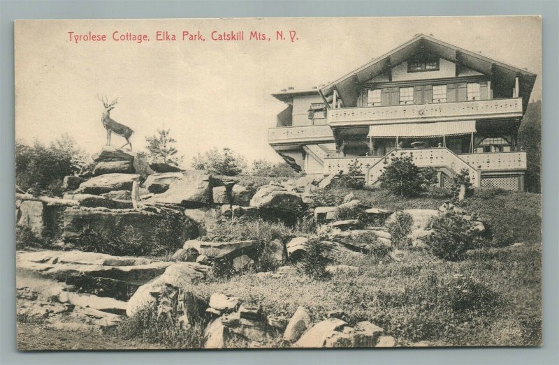 CATSKILLS MTS NY TYROLESE COTTAGE ELKA PARK ANTIQUE POSTCARD