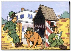 Postcard Modern Army Soldier Hound Dog