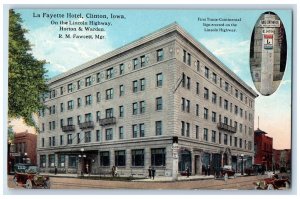 1920 La Fayette Hotel On Lincoln Highway Horton Clinton Iowa IA Postcard