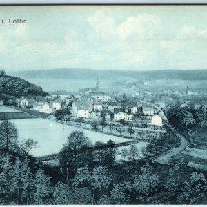 c1910s Forbach, France Lothr Cyan Panorama Birds Eye Town Hill River Bridge A339