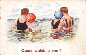 Lot262 guess which is me couple comic postcard uk