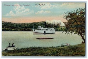 1908 Steamer Running into Evandale New Brunswick Canada Posted Antique Postcard