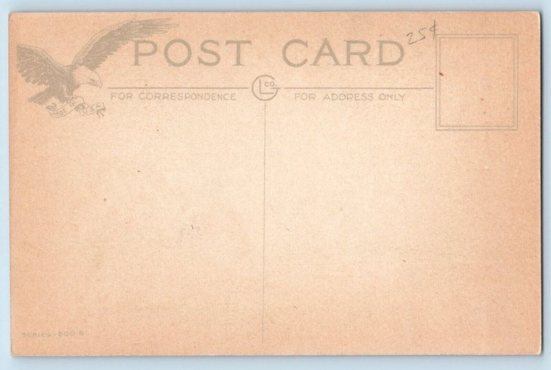 Easter Postcard Singing Birds And Nodding Flowers House Trees Scene c1910's