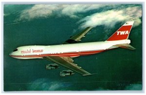 c1950's Europe TWA's Trans World Service Airplane Flying in USA Vintage Postcard