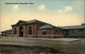 Plymouth Massachusetts MA Train Station Depot c1900s-10s Postcard