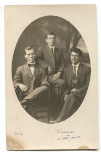 RPPC Postcard Three Stoic Men Suits Posing Folsom Studio Toledo OH