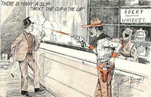 Postcard 1913 Cowboy gun play whiskey Bert Knight comic humor TP24-663