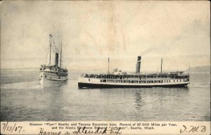 Seattle WA Steamer Flyer Seattle and Tacoma Excursion Boat Vintage PC