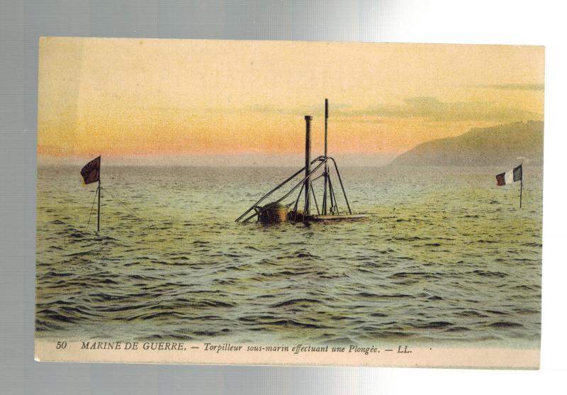 Mint WW 1 France Navy U Boat Submarine at sea picture Postcard