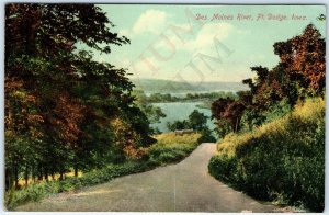 c1910s Fort Dodge, IA Des Moines River Birds Eye Trail Road Litho Postcard A184