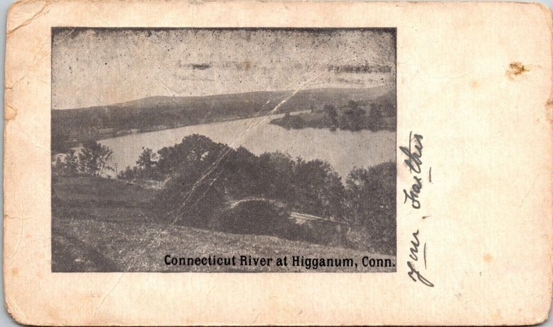 CT River Higganum Connecticut Black White View Forestry Postcard c1905 WOB Note 