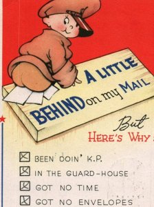 Military Little Behind on Mail Cute Child Butt WWII World War c.1940s Postcard