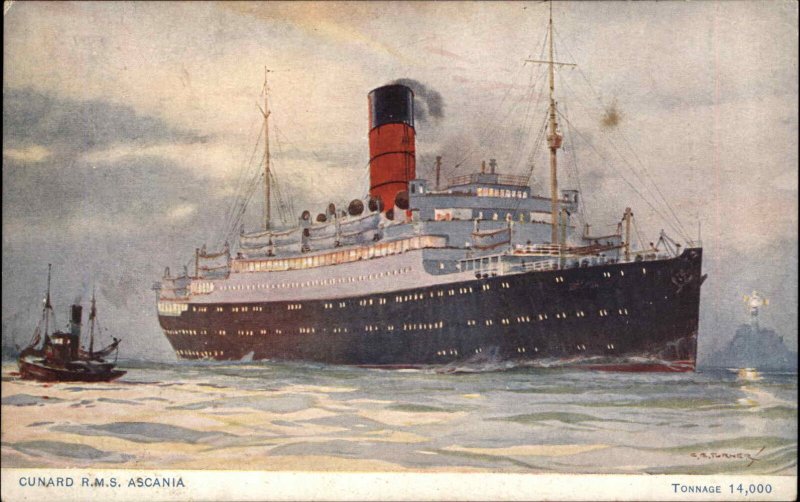 Cunard Line Steamship RMS Ascania Cliftonville Margate Overprint on Back PC