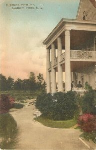 Hand-Colored Postcard; HIghland Pines Inn, Southern Pines NC Moore County