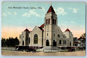 1915 Guthrie Oklahoma OK Vintage Postcard First Methodist Church Building Posted