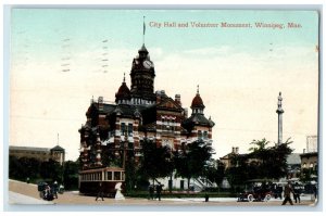 1910 City Hall Volunteer Monument Winnipeg Manitoba Canada Antique Postcard