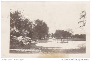 Illinois Rock Island Sun Dial and Canons Government Island 1910 Real Photo
