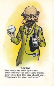 Doctor Holding Dope and Rum Cartoon Occupation, Doctor Unused 