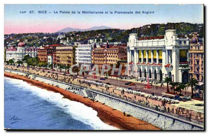 Nice Old Postcard Palace of the Mediterranean and the Promenade des Anglais