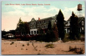 Postcard Sarnia Ontario c1914 Lake Huron Hotel on the Beach Water Tower