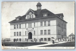 1913 Moose Jaw Saskatchewan Canada Postcard Alexandria School Building Students