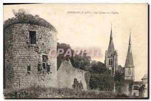 Old Postcard Dourdan S and O Chateau and the Church