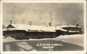 Truckee California CA SP Hotel & Depot Train Station Real Photo Postcard c1910