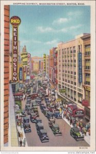 Massachusetts Boston Washington Street Downtown Shopping District 1936 Curteich