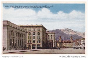 Colorado Colorado Springs Pikes Peak Avenue Showing Post Office Antlers Hotel...