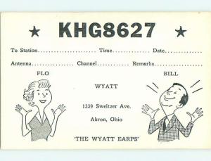 comic - QSL CB HAM RADIO CARD Akron Ohio OH t8902