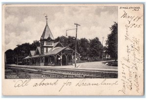 1905 Railroad Station Depot And Park Englewood New Jersey NJ Antique Postcard
