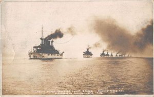 Puget Sound Washington Atlantic Fleet Battleships Real Photo Postcard AA53783