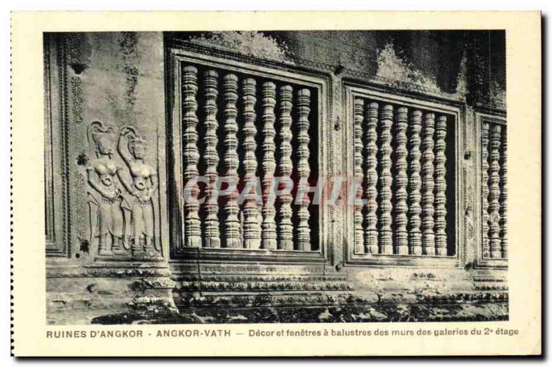 Postcard Ancient Ruins Cambodia Angkor Angkor Vath D Decor and windows have r...