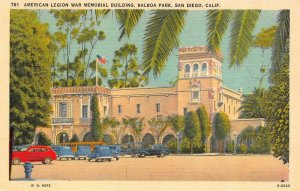 SAN DIEGO, CA California  AMERICAN LEGION WAR MEMORIAL~Balboa Park  Postcard