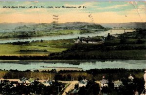 1910s Three State View W. Va. - KY - Ohio - Near Huntington WV Postcard