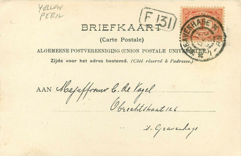 Yellow Peril Chinese Dragon Threatens Europe Dutch Postcard 1900 Boxer Rebellion
