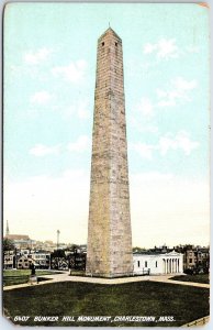 VINTAGE POSTCARD BUNKER HILL MONUMENT AT CHARLESTOWN MASSACHUSETTS c. 1910s