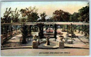 PEORIA, Illinois  IL   Geod Fountain  LAURA BRADLEY PARK  c1910s   Postcard