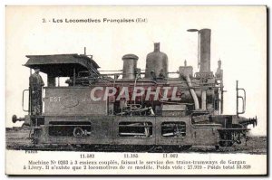 Postcard Old Train Locomotive Machine 0203 has 3 axles couples