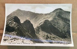 VINTAGE USED REAL PHOTO POSTCARD - CRIB GOCH RIDGE & SNOWDON SUMMIT, WALES