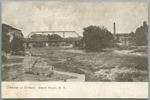 BLACK RIVER NY LOOKING UP STREAM ANTIQUE POSTCARD