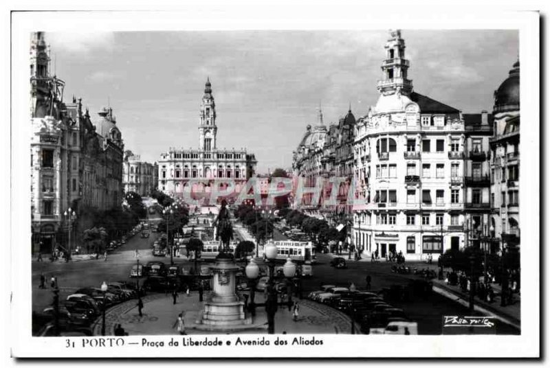 Old Postcard Porto prace e Liberdade Avenida dos Aliados